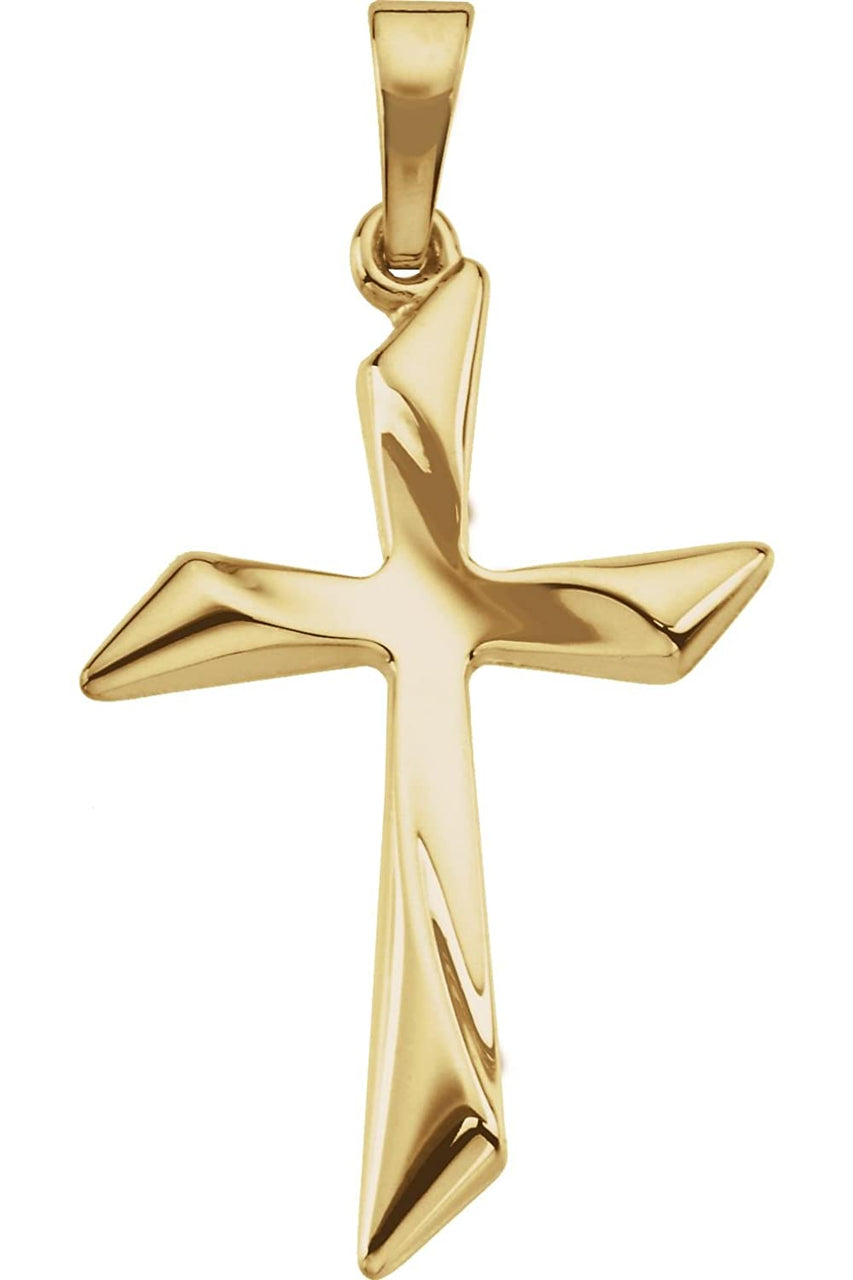 14k Yellow Gold Curvy Cross Pendant