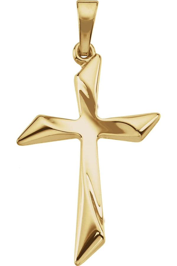 Curvy Cross 14k Yellow Gold Necklace, 20"