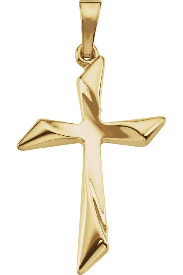 Curvy Cross 14k Yellow Gold Necklace, 24"