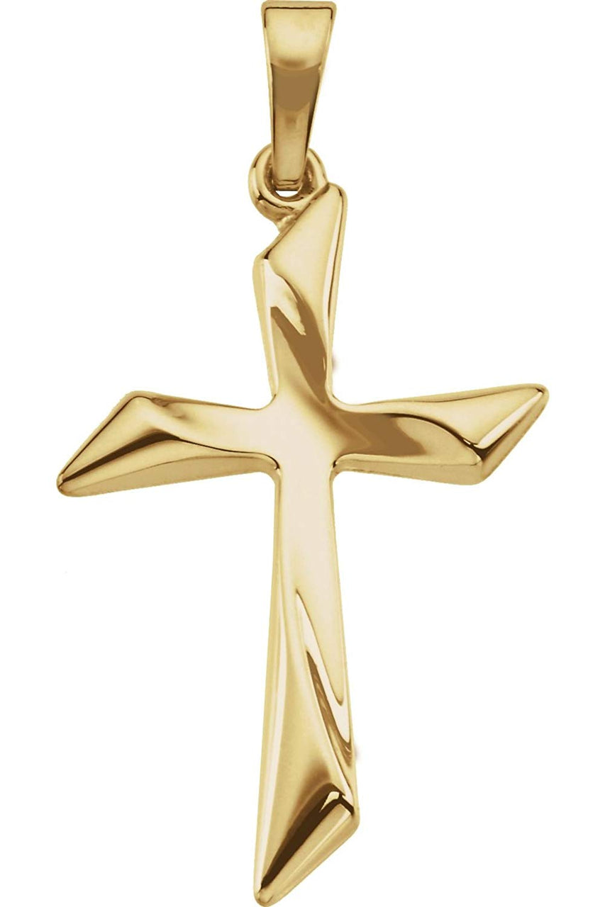 Curvy Cross 14k Yellow Gold Necklace, 24"