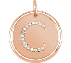 Diamond Initial "C" Pendant, 14k Rose Gold (.08 Ctw, Color G-H, Clarity I1 )