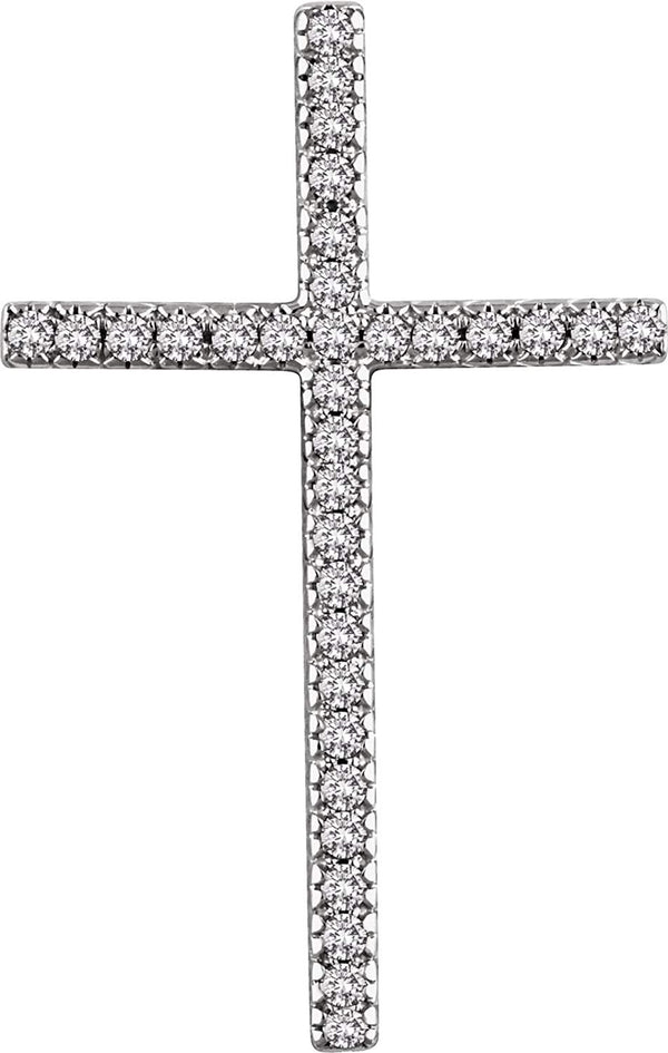 Diamond Latin Cross Pendant, 14k White Gold (.5 Ctw, H+ Color, I1 Clarity)