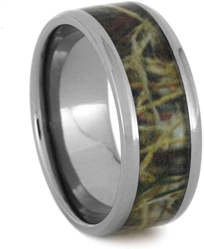 Army Camouflage 9mm Comfort-Fit Titanium Wedding Band, Size 14.5