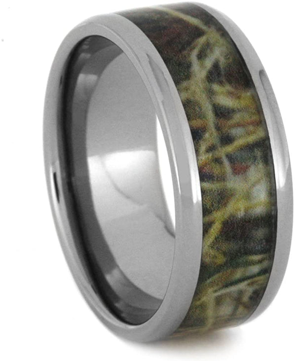 Army Camouflage 9mm Comfort-Fit Titanium Wedding Band, Size 7
