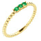 Emerald Beaded Ring, 14k Yellow Gold, Size 6.75