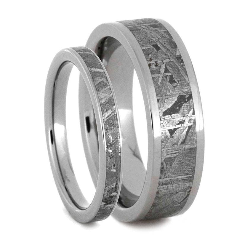Gibeon Meteorite Comfort-Fit Titanium Band, His and Hers Wedding Set