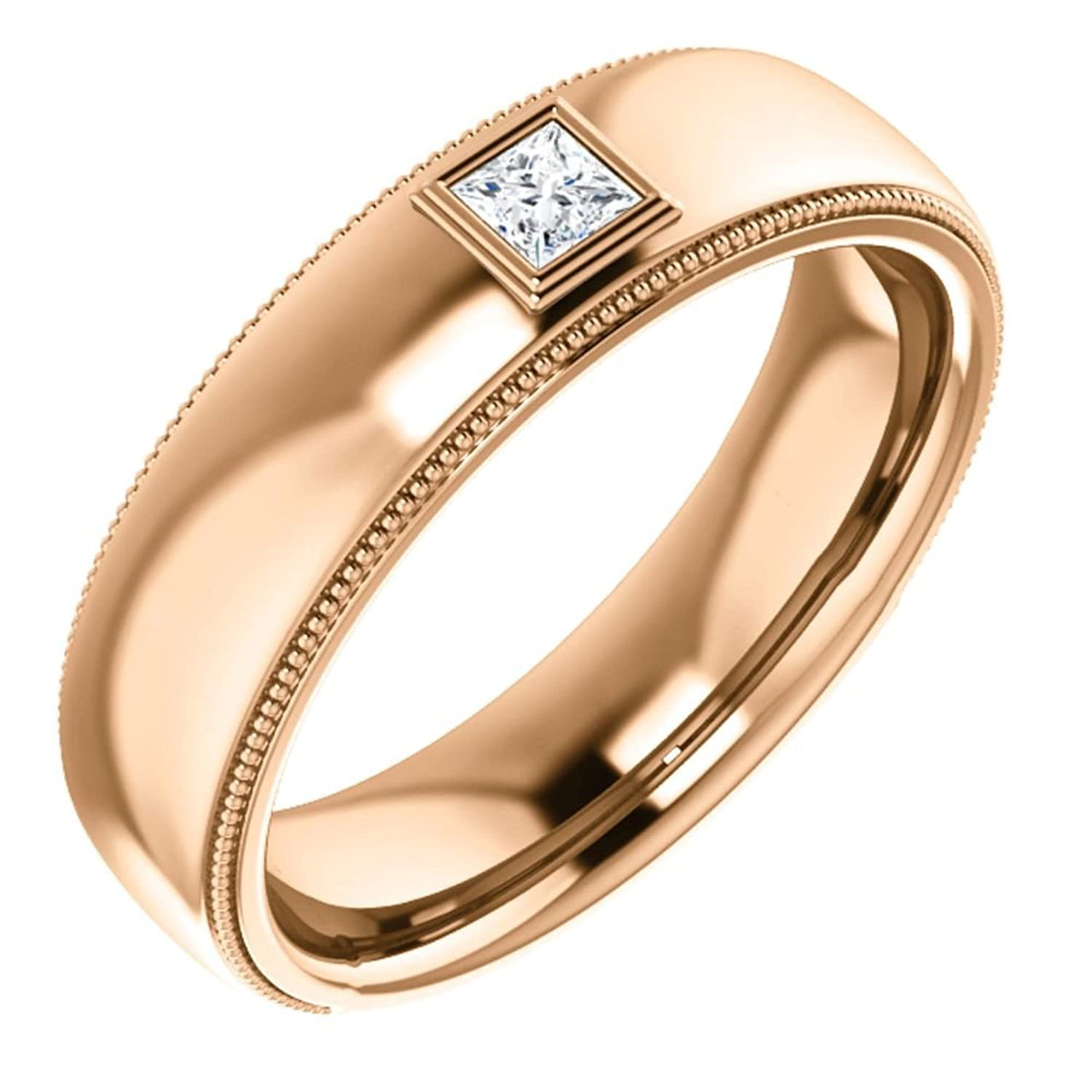 Men's 14k Rose Gold Diamond 6.3mm Milgrain Band (.16 Ctw, Color G-H, SI2-SI3 Clarity) Size 10