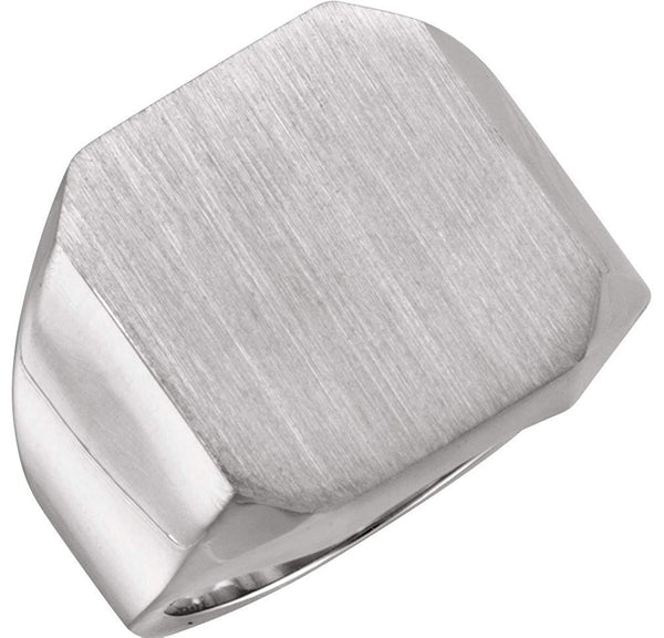 Men's Brushed Signet Ring, Platinum (18X16MM)