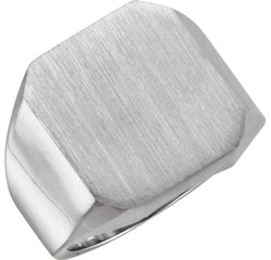 Men's Brushed Signet Ring, Continuum Sterling Silver, Size 10 (18X16MM)