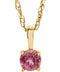 Children's Imitation Pink Tourmaline 'October' Birthstone 14k Yellow Gold Pendant Necklace, 14"