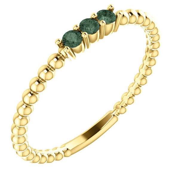 Chatham Created Alexandrite Beaded Ring, 14k Yellow Gold, Size 7.25