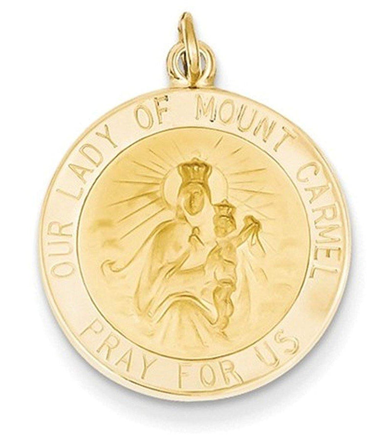 14k Yellow Gold Our Lady Of Mt. Carmel Medal Charm (25X18MM)