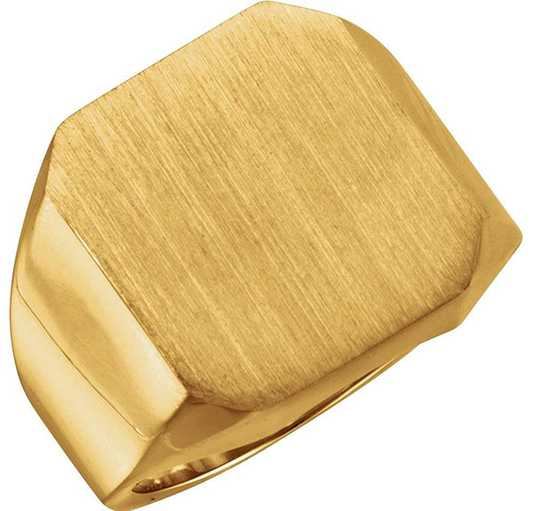 Men's Brushed Signet Ring, 10k Yellow Gold (18x16MM)