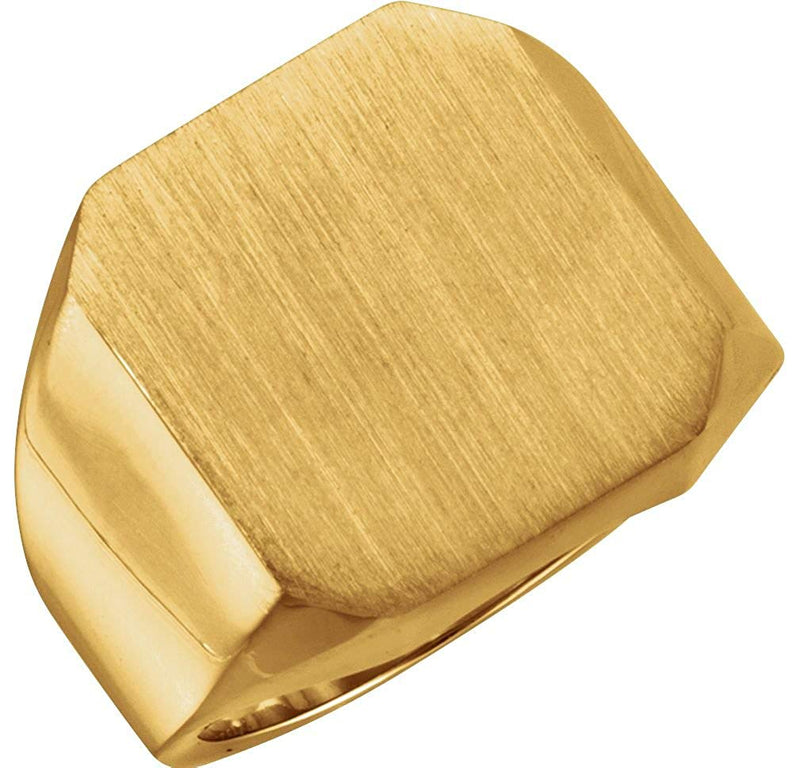 Men's Brushed Signet Ring, 10k Yellow Gold (18x16MM)