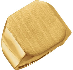 Men's Brushed Signet Ring, 18k Yellow Gold (18X16MM)