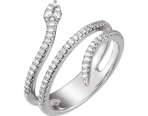 Diamond Snake Ring, Sterling Silver (1/3 Ctw, Color GH, Clarity I1), Size 6.25