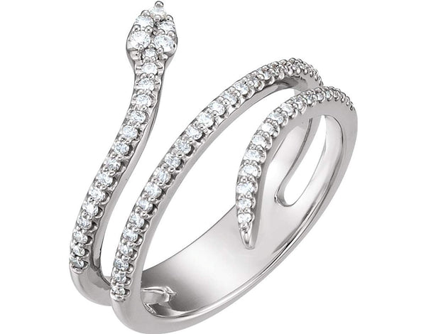 Diamond Snake Ring, Rhodium-Plated 14k White Gold (1/3 Ctw, Color GH, Clarity I1), Size 6