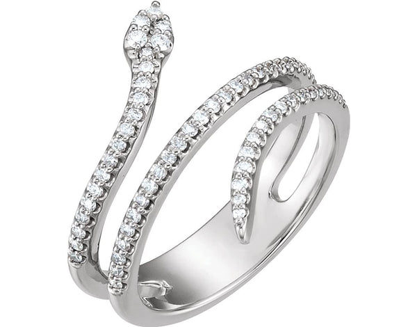 Diamond Snake Ring, Sterling Silver (1/3 Ctw, Color GH, Clarity I1), Size 6.75