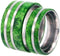 Green Box Elder Burl Wood Comfort-Fit Titanium His and Hers Wedding Band Set, M11.5-F4