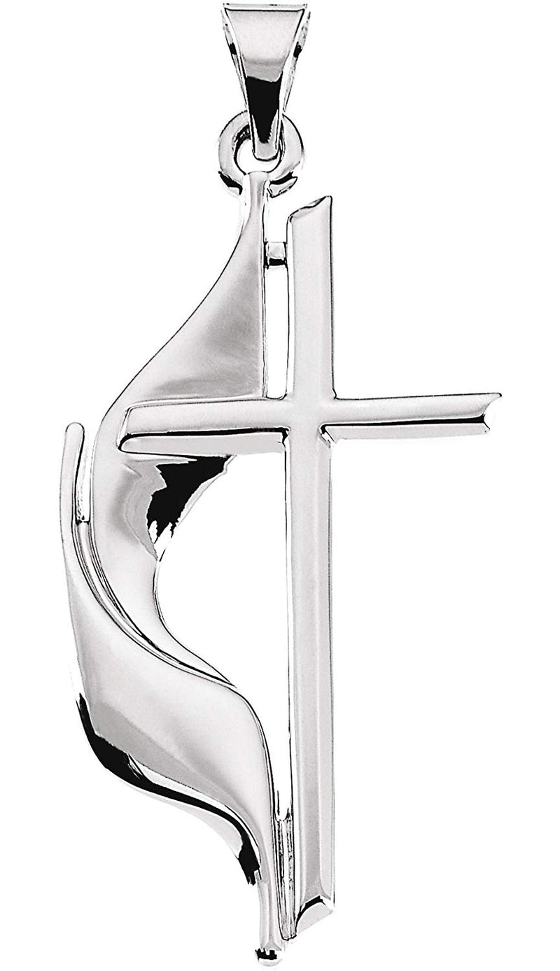 Men's Methodist Cross Sterling Silver Pendant (30MM)