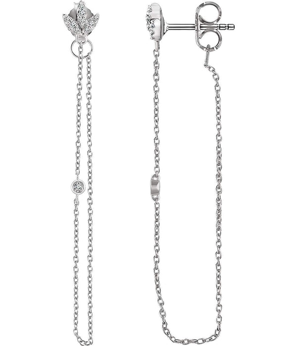 Diamond Chain Earrings, 14k White Gold (.08 Ctw, Color H+, Clarity I1)