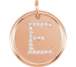 Diamond Initial "E" Pendant, 14k Rose Gold (0.1 Ctw, Color GH, Clarity I1)