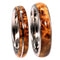 Black Ash Burl, Titanium Pinstripe Ring, His and Hers Wedding Band Set