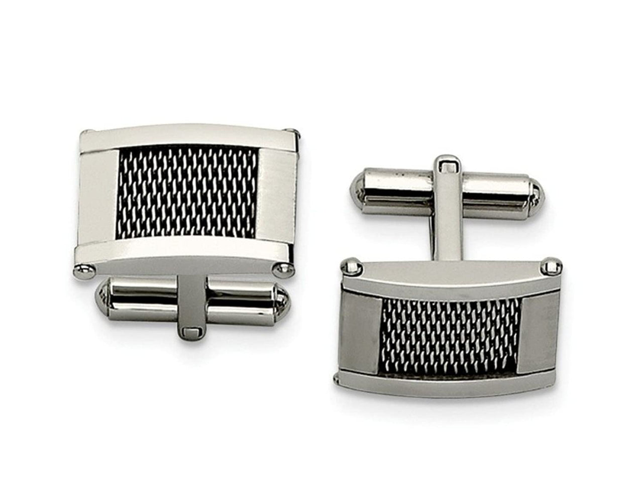 Stainless Steel Wire Brushed Square Cuff Links, 11X19MM