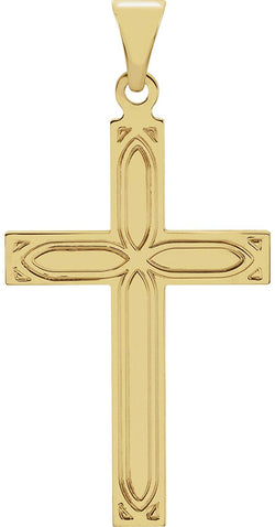Christian Cross with Embossed Passion Cross 14k Yellow Gold Pendant