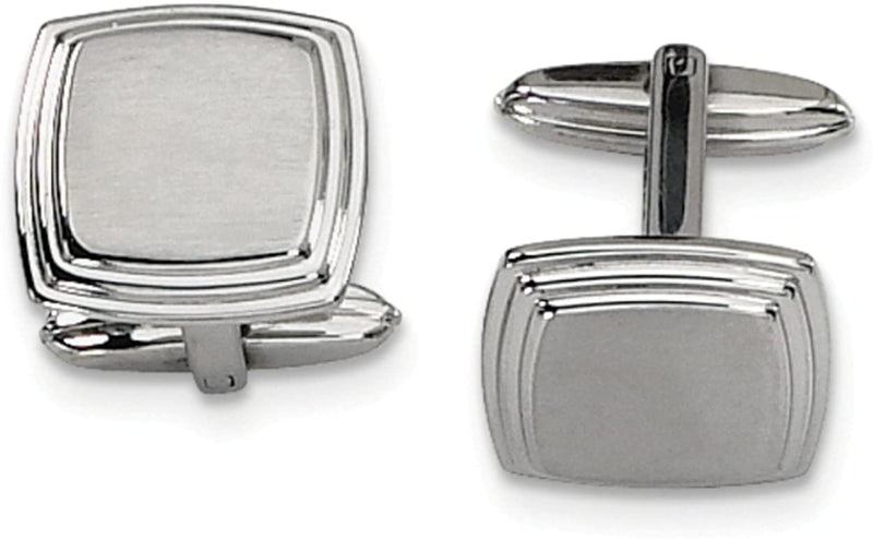 Stainless Steel Square Brushed Cuff Links, 15X16MM