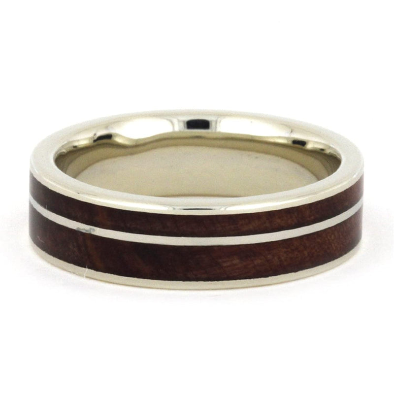 His and Hers Wedding Band Set, Nephrite Jade and Redwood Titanium Band, Men's Cedar Wood 10k White Gold Ring Size 4