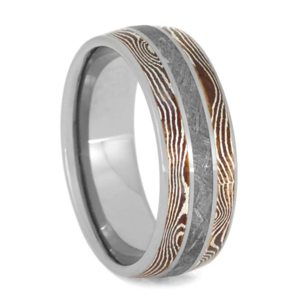 The Men's Jewelry Store (Unisex Jewelry) Gibeon Meteorite, Copper and Silver Mokume Gane 8mm Titanium Comfort-Fit Wedding Band