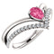 Pink Tourmaline Pear and Diamond Chevron Sterling Silver Ring (.145 Ctw,G-H Color, I1 Clarity)