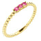 Pink Tourmaline Beaded Ring, 14k Yellow Gold, Size 7.5