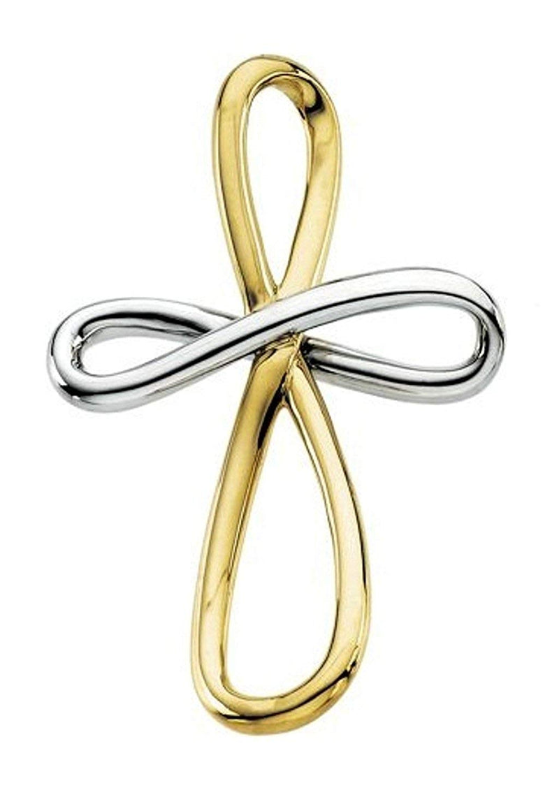 Two-Tone Infinity Cross Rhodium-Plated 14k Yellow and White Gold Pendant (39X26.25 MM)