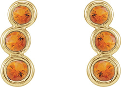 Citrine Three-Stone Ear Climbers, 14k Yellow Gold