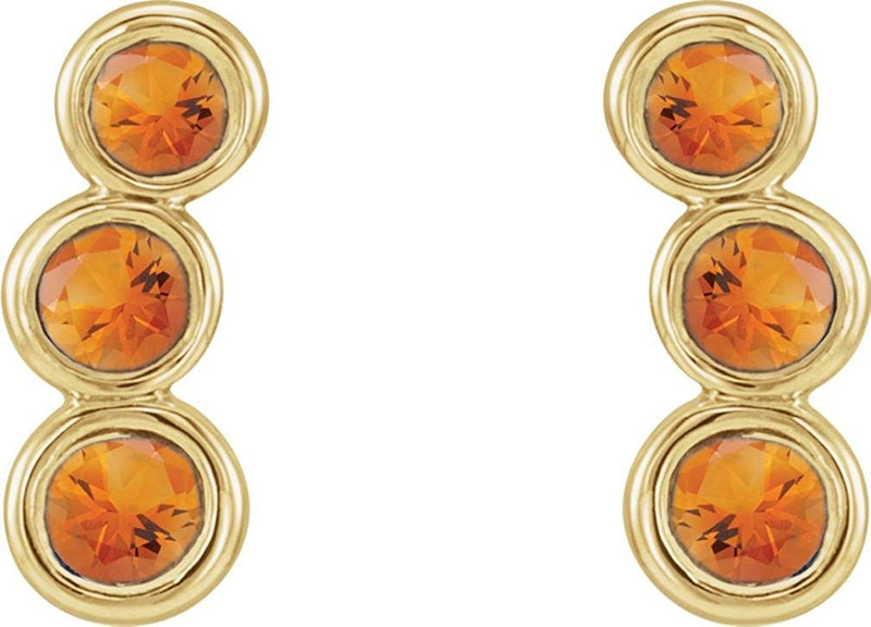 Citrine Three-Stone Ear Climbers, 14k Yellow Gold