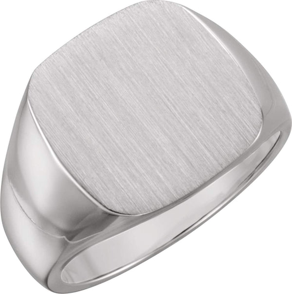 Men's Sterling Silver 12mm Brushed Finish Square Signet Ring