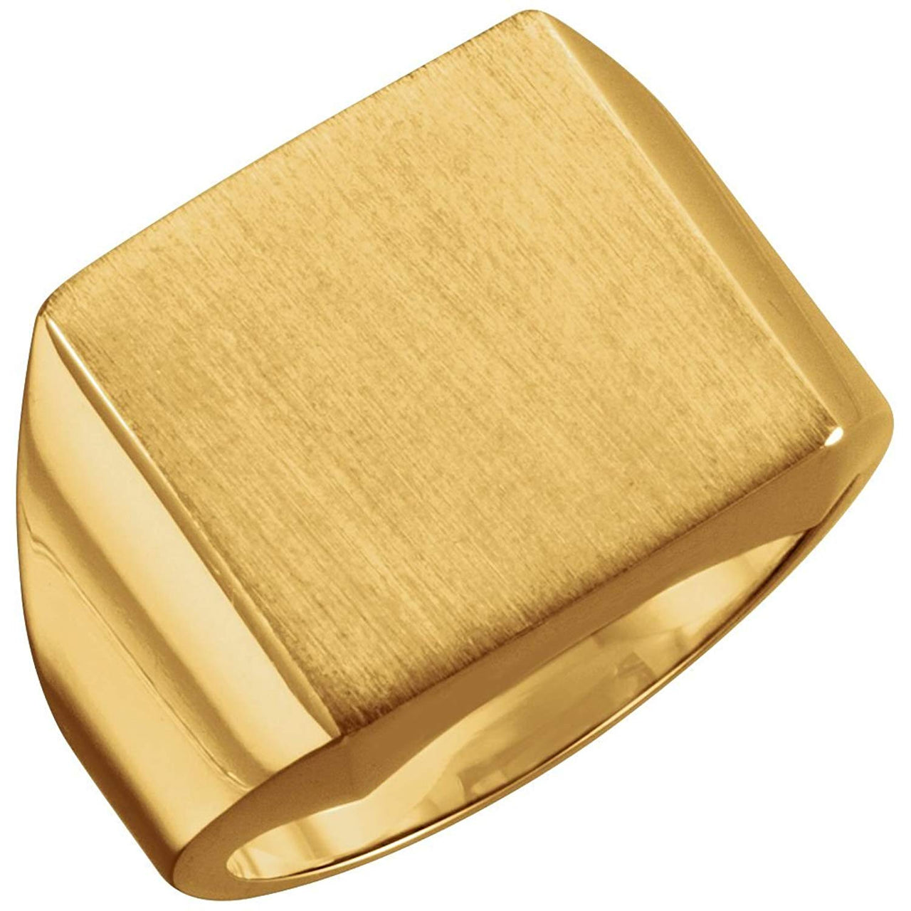 Men's 18k Yellow Gold 16mm Brushed Square Signet Ring