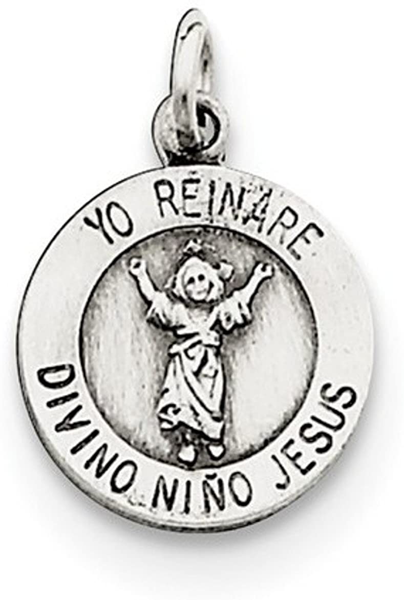 Sterling Silver Divino Nino Medal (Divine Infant Jesus) (26X18MM)