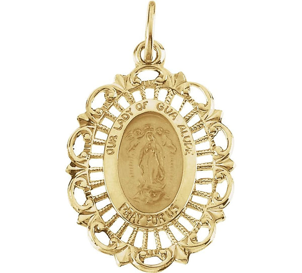 14k Yellow Gold Our Lady of Guadalupe Medal (25x18 MM)