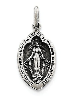 Sterling Silver Antiqued Miraculous Medal (23X14MM)