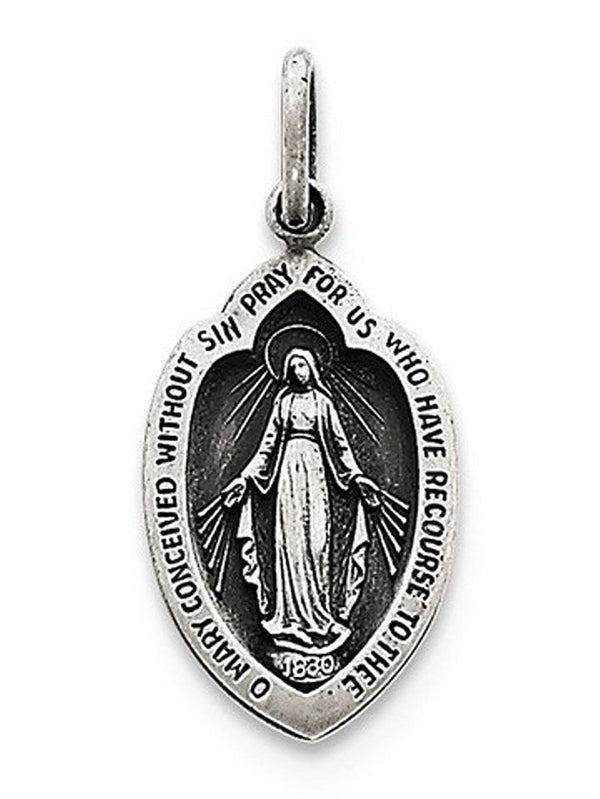 Sterling Silver Antiqued Miraculous Medal (23X14MM)