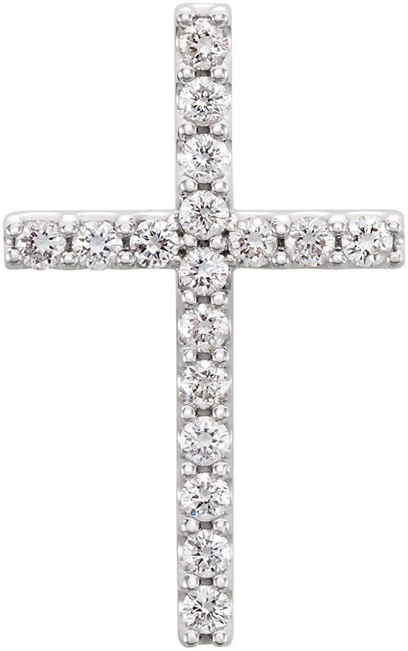 17-Stone Diamond Petite Cross Pendant in 14k White Gold (1/3 Ctw, GH Color, I1 Clarity)