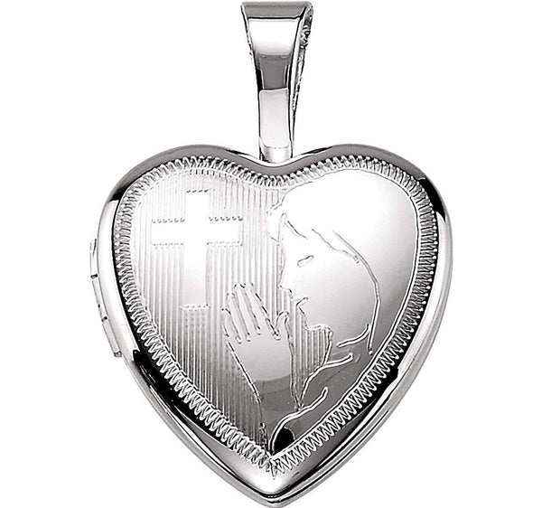 Milgrain Edge Heart Sterling Silver Prayer Locket (12.50X12.00 MM)
