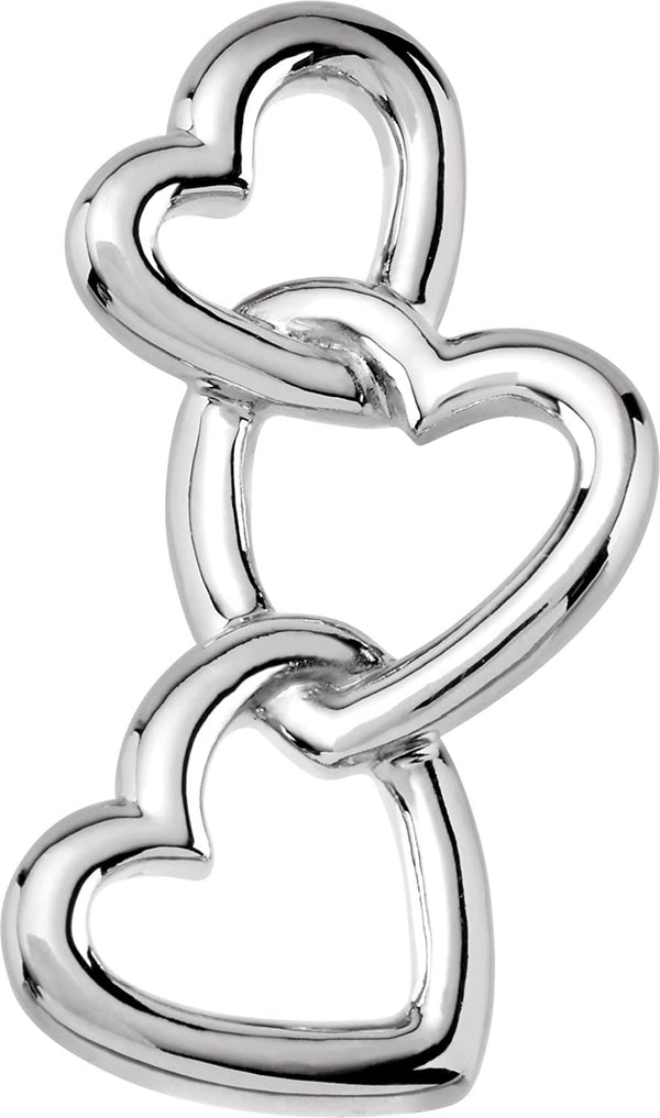 Linked Hearts Pendant, Rhodium-Plated 14k White Gold