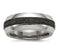 Edward Mirell Stainless Steel with Black Concrete Inlay Stepped 8mm Comfort-Fit Band