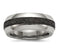 Edward Mirell Stainless Steel with Black Concrete Inlay Stepped 8mm Comfort-Fit Band