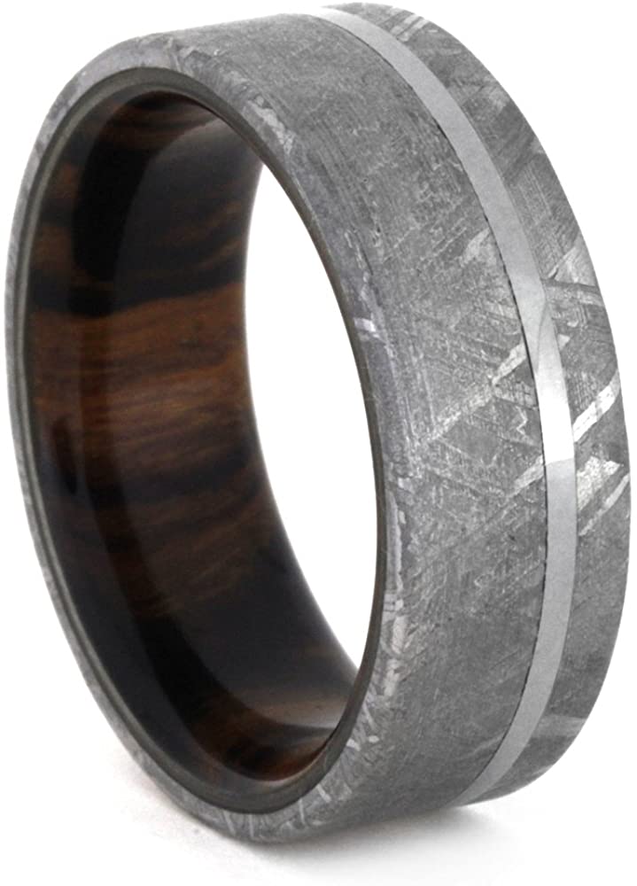 Gibeon Meteorite, Titanium 8mm Comfort-Fit Ironwood Ring, Size 7