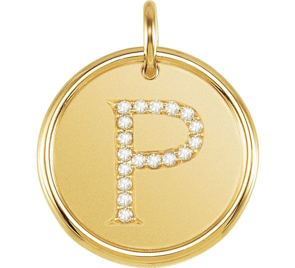 Diamond Initial "P" Round Pendant, 18k Yellow Gold-Plated Sterling Silver (0.1 Ctw, G-H Color, I1 Clarity)